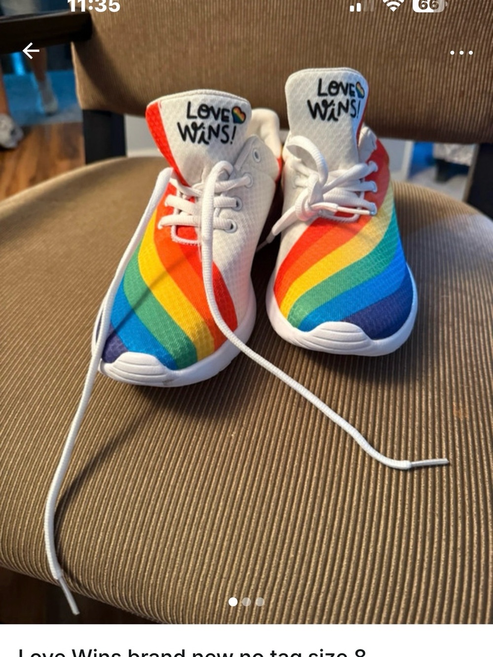 Love Wins Rainbow Sneakers for Women — White with Multicolor Stripes